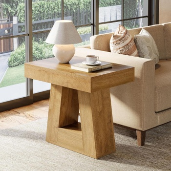 Odkladací stolík HOGA-F2240, 41,7 x 58,4 x 58,4 cm, rustikálny - N