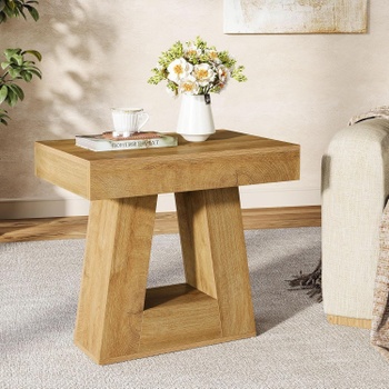 Odkladací stolík HOGA-F2240, 41,7 x 58,4 x 58,4 cm, rustikálny - N
