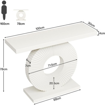 Konzolový stolík HOGA-J0185X, 100 x 30 x 79 cm, biely - N