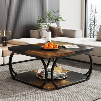 Konferenčný stolík HOGA-C0844, 94 cm, čierno / hnedý - N