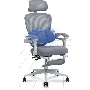 Ergonomická kancelárska stolička OC4WG, sklápanie 135 °, šedo / biela - N