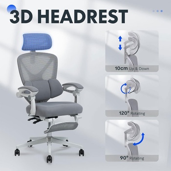 Ergonomická kancelárska stolička OC4WG, sklápanie 135 °, šedo / biela - N