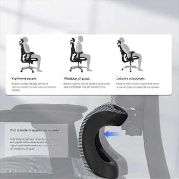 Ergonomická kancelárska stolička C7DG-Lite-Pro-V2, tmavo šedá - N