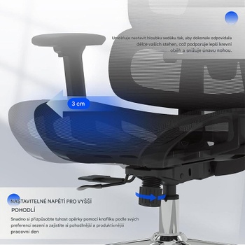 Ergonomická kancelárska stolička C7DG-Lite-Pro-V2, tmavo šedá - N