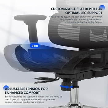 Ergonomická kancelárska stolička C7DG-Lite-Pro-V2, tmavo šedá - N