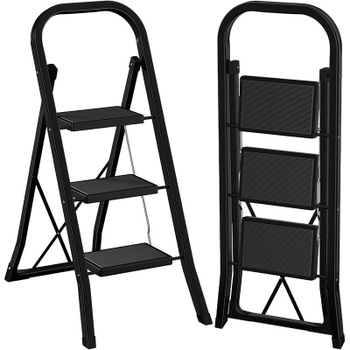 3stupňový skladací rebrík EBSL03BK, 46,5 x 73,5 x 105,3 cm, čierny - N