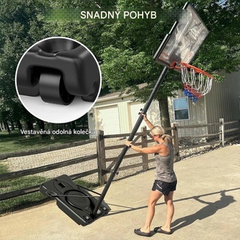 Vonkajší nastaviteľný basketbalový kôš M021A-2, prenosný, čierny - N