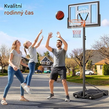 Vonkajší nastaviteľný basketbalový kôš M021A-2, prenosný, čierny - N