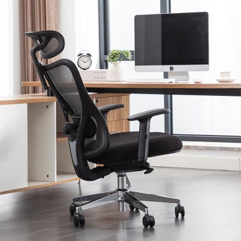 Ergonomická kancelárska stolička G-OCNC23-0327-BK, s 2D bedrovou opierkou, čierna - N