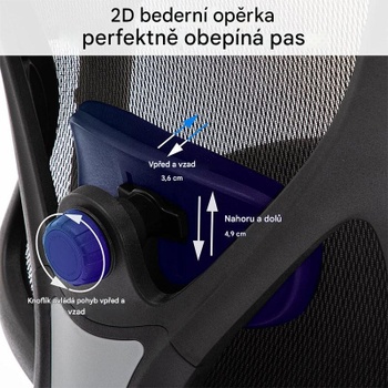 Ergonomická kancelárska stolička G-OCNC23-0327-BK, s 2D bedrovou opierkou, čierna - N