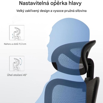 Ergonomická kancelárska stolička G-OCNC23-0327-BK, s 2D bedrovou opierkou, čierna - N