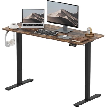 Výškovo nastaviteľný stôl FQ1D-1260-EU, 120 x 60 cm, čierno / hnedý - N
