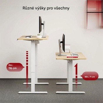 Výškovo nastaviteľný stôl QS1M-1160-EU, 110 x 60 cm, javor/biely - N