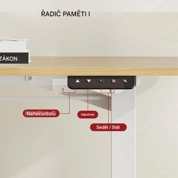 Výškovo nastaviteľný stôl QS1M-1160-EU, 110 x 60 cm, javor/biely - N