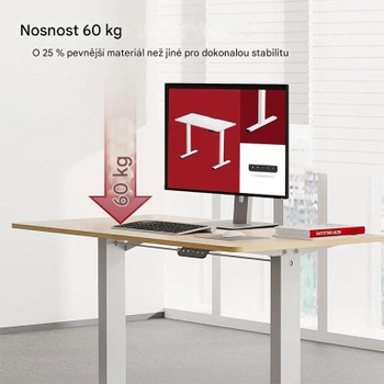Výškovo nastaviteľný stôl QS1M-1160-EU, 110 x 60 cm, javor/biely - N