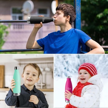 Láhev na vodu HoneyHolly z nerezové oceli, dětská láhev na vodu, 500 ml bez BPA, termoska,