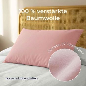 Obliečka na vankúš 40x70 cm, perkálová bavlna (sada 2 ks) - Ružová - Husto tkaná s 57 niťami/cm² -