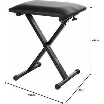 Klavírna stolička Economy, výška 45 - 50 cm, nosnosť 100kg, čierna - N