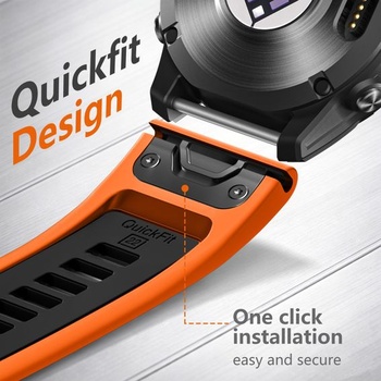 QuickFit kompatibilní s Garmin Fenix 9/8 47mm řemínkem/Fenix 7/6/5/E oranžovo-černý 22mm