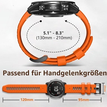 QuickFit kompatibilní s Garmin Fenix 9/8 47mm řemínkem/Fenix 7/6/5/E oranžovo-černý 22mm