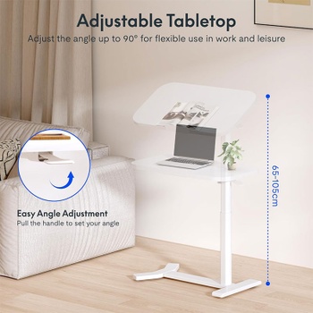 Odkladací stolík H5W-6040-EU, s naklápacou doskou, biely - N