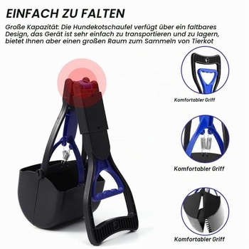 45 cm plastový zberač psích exkrementov, lapač psích exkrementov, čierny, 1