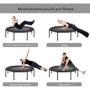 Skladacia fitness trampolína TX-7300, s nastaviteľnou výškou rukoväte, čierno/červená - N