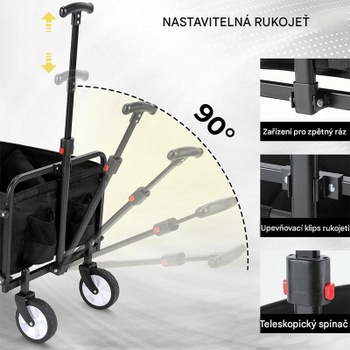 Skladací prepravný vozík YL-45, objem 70 litrov, nosnosť 60 kg, čierny - N