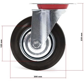 Súprava 4 otočných koliesok YL-20, Ø200 mm, do 150 kg - N