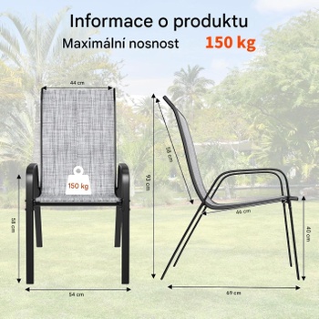 Sada 4 stohovateľných záhradných stoličiek YTC-301, nosnosť 150 kg, ľanová sivá - N