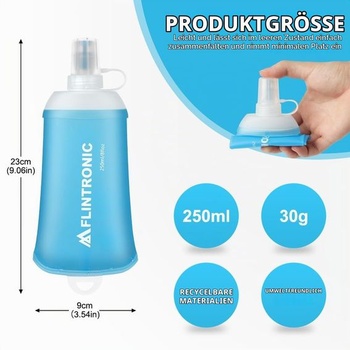 Skladacia fľaša na vodu flintronic TPU, mäkká fľaša 250 ml, bez BPA, športová fľaša na hydratačnú