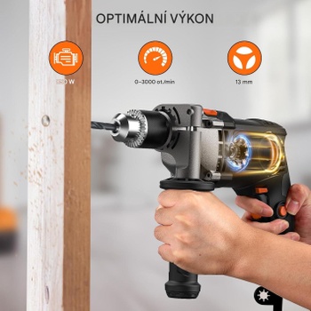 Elektrická příklepová vrtačka PHD03B, 3000 ot./min, 850 W, černo/šedá - N