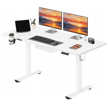 Výškovo nastaviteľný stôl QE1W-1660-EUV1, 160 x 60 cm, biely - N