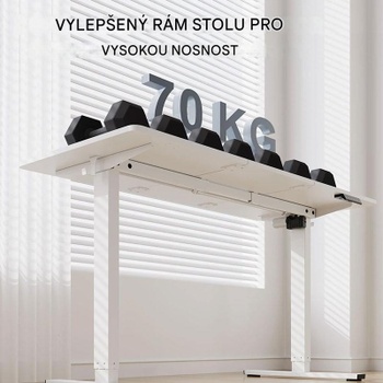 Výškovo nastaviteľný stôl QE1W-1660-EUV1, 160 x 60 cm, biely - N