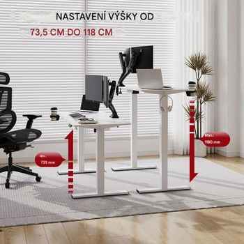 Výškovo nastaviteľný stôl QE1W-1660-EUV1, 160 x 60 cm, biely - N