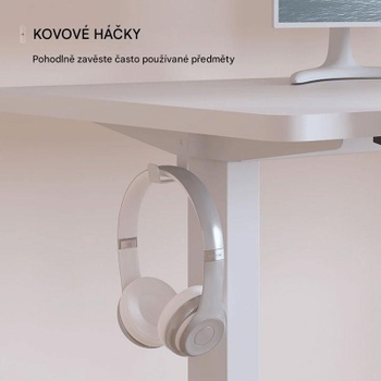 Výškovo nastaviteľný stôl QE1W-1660-EUV1, 160 x 60 cm, biely - N