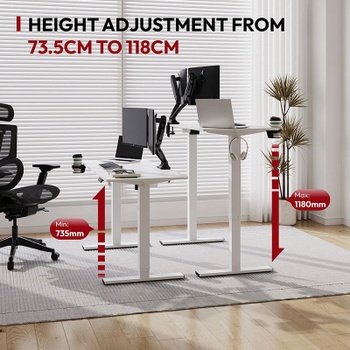 Výškovo nastaviteľný stôl QE1W-1660-EUV1, 160 x 60 cm, biely - N