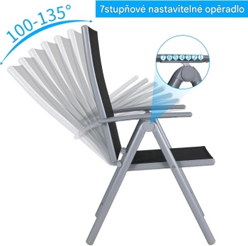 Sada 2 záhradných stoličiek A-026, skladacia, nosnosť až 120 kg, striebornosivá/čierna - N