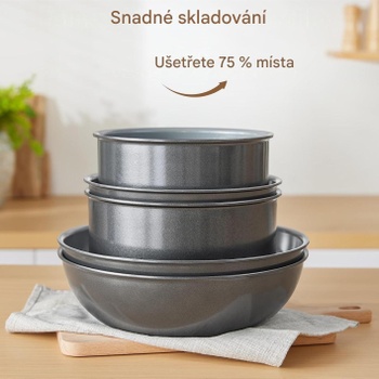 Sada nádobí a pánví N9117A, 17dílná, nepřilnavá keramika, tmavě šedá - N