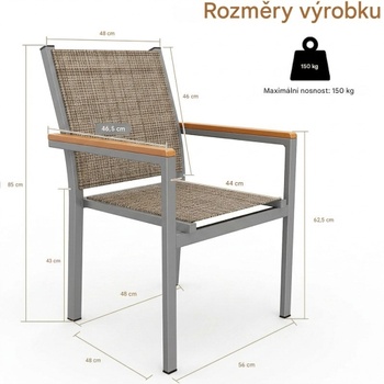 Sada 2 záhradných stoličiek CL03002-1, nosnosť 150 kg, žíhaná hnedá - N