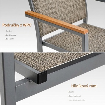 Sada 2 záhradných stoličiek CL03002-1, nosnosť 150 kg, žíhaná hnedá - N