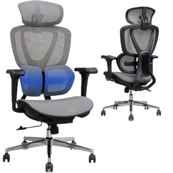 Ergonomická kancelárska stolička C5G-air, 3D opierka hlavy, šedá - N