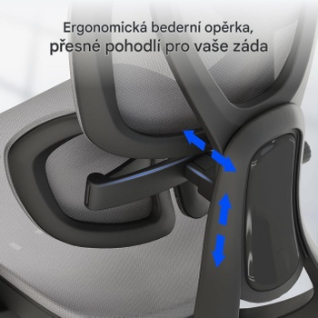 Ergonomická kancelárska stolička C5G-air, 3D opierka hlavy, šedá - N