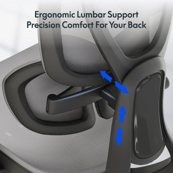Ergonomická kancelárska stolička C5G-air, 3D opierka hlavy, šedá - N