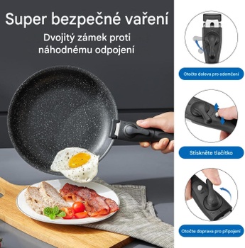 Sada hrnců a pánví s nepřilnavým povrchem N9113, 13dílná, černá - N