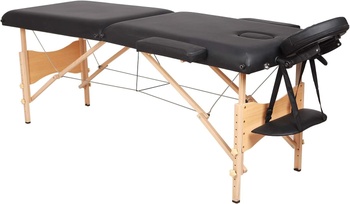 Masážny stôl s opierkou hlavy a podrúčkou 60KH2104S, 185 × 60 cm, čierny - N