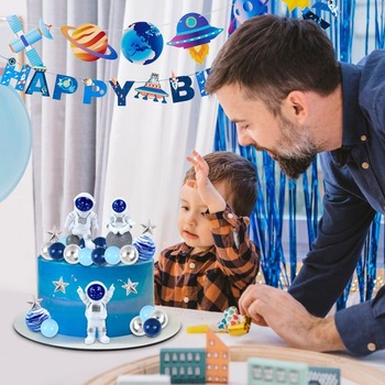 Dekorace na dorty s astronauty, 25 kusů, vesmírná dekorace na dort, dekorace na planety, figurka