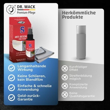 Dr. Wack - S100 Sprej proti zahmlievaniu 100 ml vrátane mikrovláknovej handričky - Zabraňuje zahmlievaniu