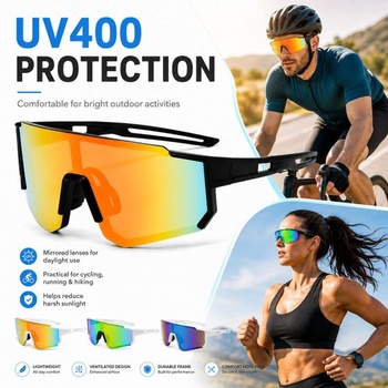 4 športové okuliare UV400 zrkadlové, cyklistické okuliare pre cyklistiku a outdoor