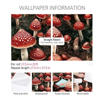 ReWallpaper Samolepiace tapeta s hubami, červená fólia na nábytok, vintage vzor, ​​44,5 cm x 7 m,